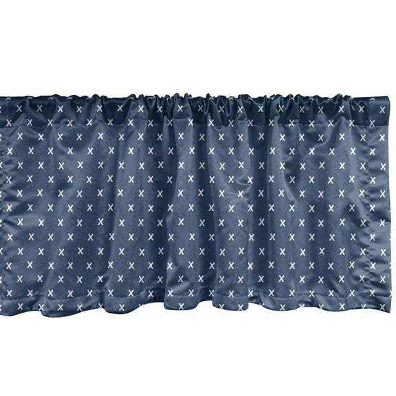 Ambesonne Geometric Valance Pack of 2, Numerous X Drawn Shapes, 54"X18", Dark Sky Blue and White