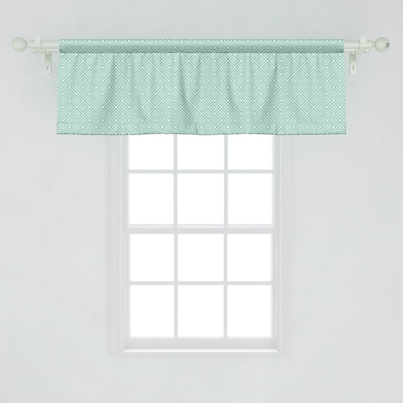 Ambesonne Geometric Valance Pack of 2, Symmetric Nested Rhombus, 54"X18", Seafoam and White