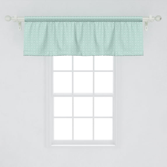 Ambesonne Geometric Valance Pack of 2, Symmetric Nested Rhombus, 54"X18", Seafoam and White