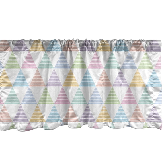 Ambesonne Geometric Valance Pack of 2, Pastel Striped Triangles, 54"X18", White Multicolor
