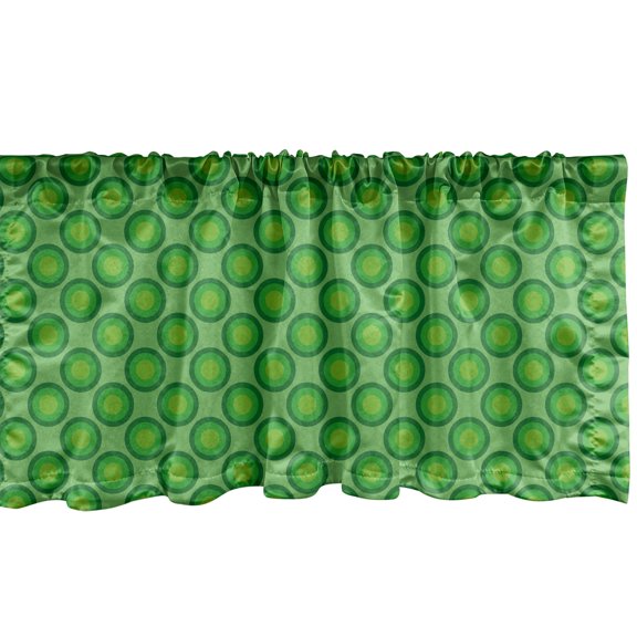 Ambesonne Geometric Valance Pack of 2, Retro Greenery Rounds, 54"X12", Green and Apple Green