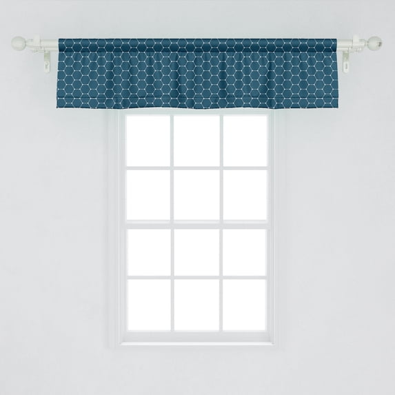 Ambesonne Geometric Valance Pack of 2, Hexagons with Dot Edges, 54"X12", Petrol Blue and White