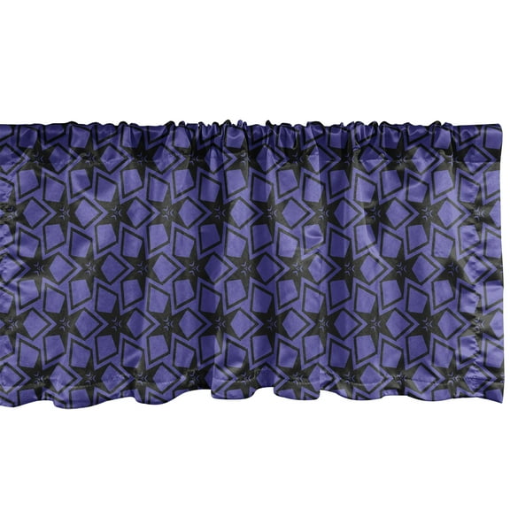 Geometric Window Valance, Repetitive Pattern with Polygonal Shapes and Motifs, Curtain Valance for Kitchen Bedroom Decor with Rod Pocket, 54" X 18", Violet Charcoal Grey, by Ambesonne
