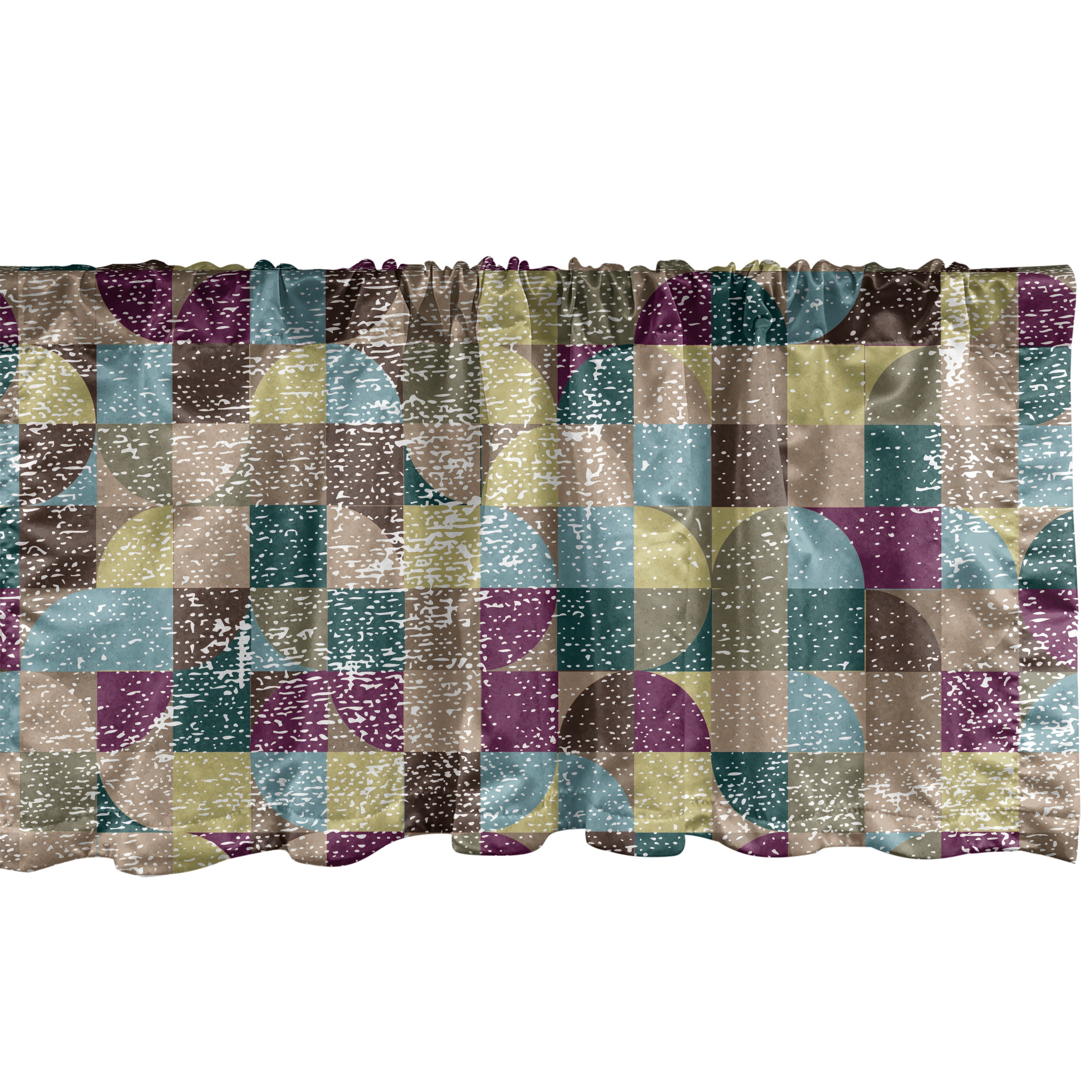 Window Square Valance Geometric Window Valance, Surreal Design Quadrant and Square Pattern ...