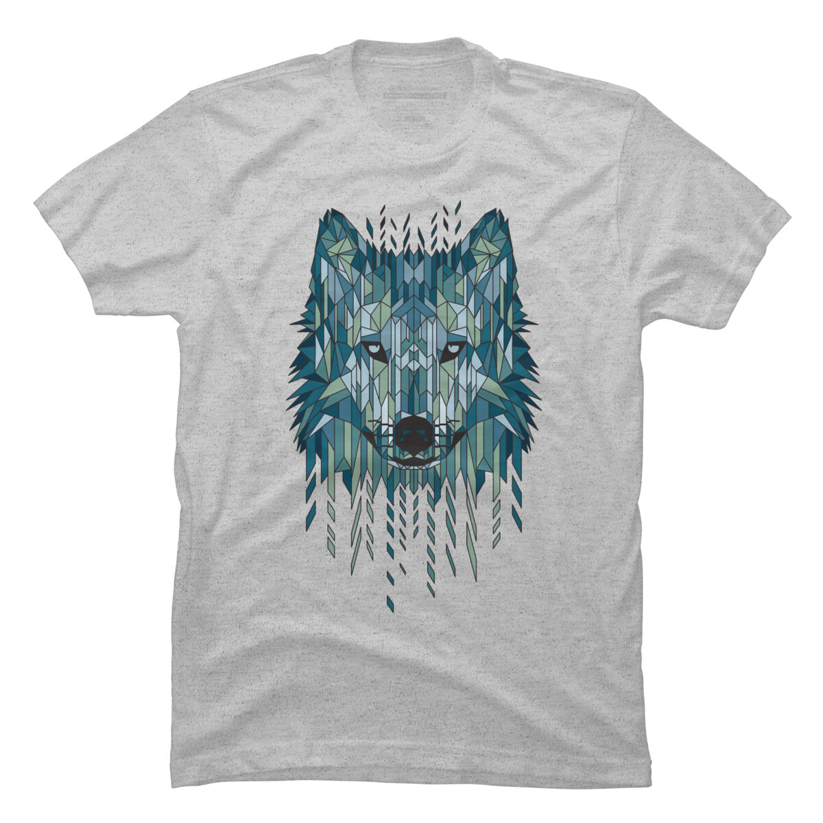 Geometric Wolf Mens Athletic Heather Cream Graphic Tee - Design By Humans  2XL - image 1 of 4