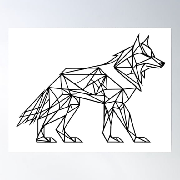 Geometric Wolf Outline Poster Wall Art, Modern Wall Decor For Living Room Bedroom, 12x18 UNFRAMED