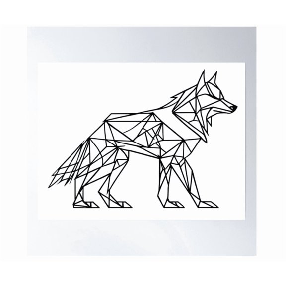 Geometric Wolf Outline Poster Wall Art Modern Wall Decor For Living Room Bedroom