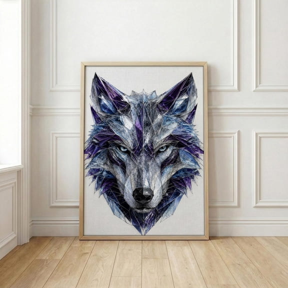 Geometric Wolf Wall Art Low Poly Crystal Wolf Print Modern Animal Decor For Poster, Poster Only