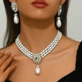 thumbnail image 1 of Geometric Women's Pearl Necklace And Earrings Suite, 1 of 2