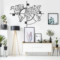 Geometric World Map Metal Wall Art for Home and Outside - Wall-Mounted Geometric Metal Wall Art - Drop Shadow 3D Effect Wall Decoration for Living Room Bedroom