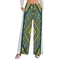 thumbnail image 1 of Geometric Yellow And Blue Design Women's Casual Wide Leg Pants Comfort Pockets Elastic Waist Loose Fit Pants, 1 of 7