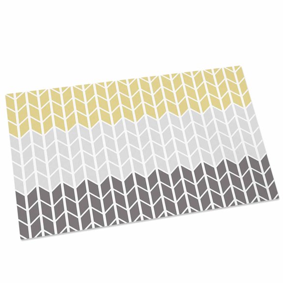 Geometric Yellow Door Mat 18x30 Inch Gray Black Chevron Entryway Rug with Non-Slip Rubber, Front Door Rug Indoor Floor Mats for Living Room Bathroom Bedroom Home Office