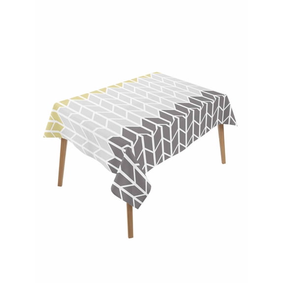 Geometric Yellow Table Cloth 60x102 Inch Rectangle, Gray Black Chevron Waterproof Tablecloth Washable Table Cover for Party Picnic Dinner Decor