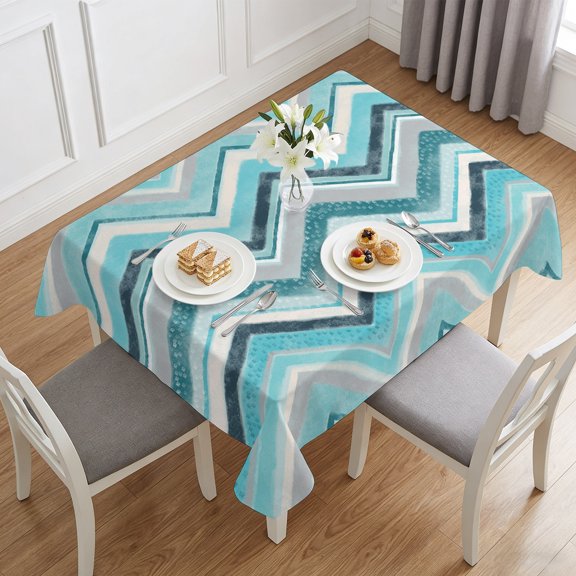 Geometric Zig Zag Art Stripes Table Cloth 60x84in, Waterproof Rectangle Tablecloth Wipeable Tablecloths Multicolor Chevron Table Covers for Dining Tables Party Indoor Outdoor