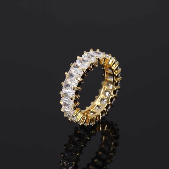 Geometric Zircon Ring Unisex Inlay Gold Plated Hip Hop - Walmart.com