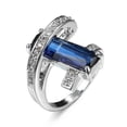 thumbnail image 1 of Geometric Zircon Ring for Women Copper Purple Pomegranate Red Olive Green Sapphire Blue Emerald Sizes 6 7 8 9 10, 1 of 6