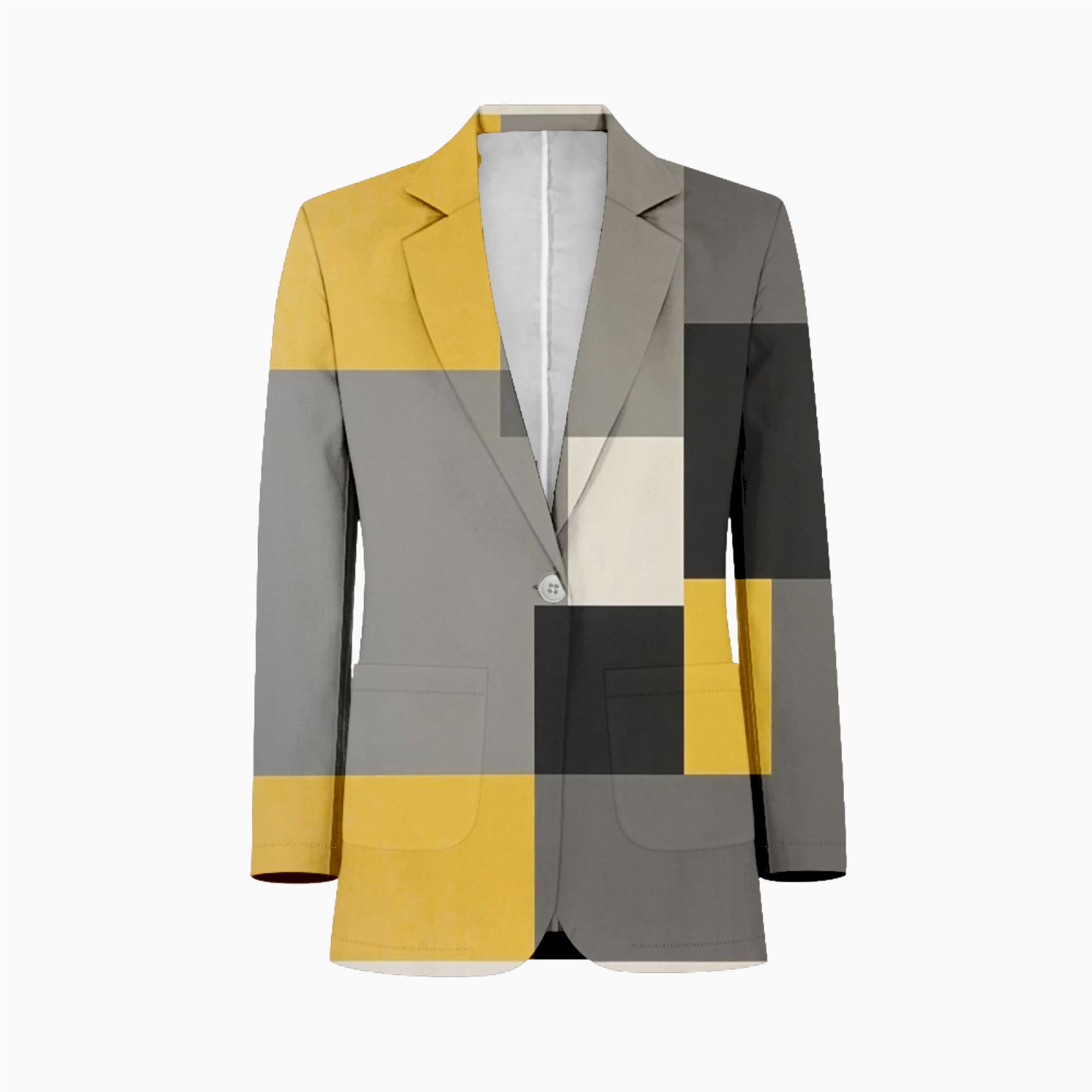 Geometric abstract art black yellow grey Men's Suit Blazer Casual Party ...