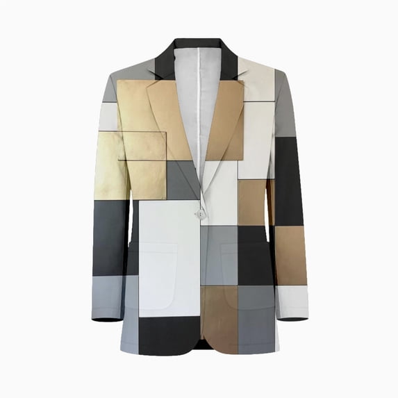 Geometric abstract art grey black gold Mens Suits Shawl Collar Slim Fit Suit Mens Groom Jacket Tuxedos for Wedding Dress Evening