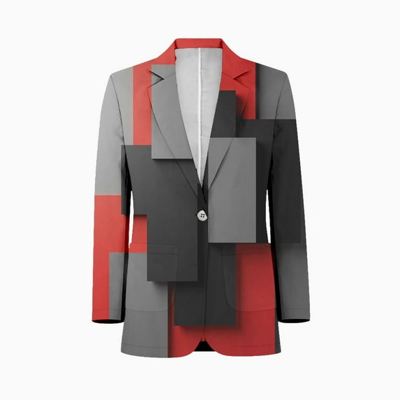 Geometric abstract art red black grey Men's Suit Blazer Casual Party Wear Slim Fit Suit Jacket Fashionable Luxury British Style Men Suit Coat