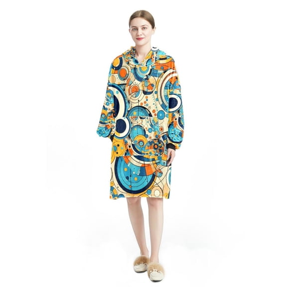 Geometric cubes Cozy Microfiber Polyester Wearable Blanket - Ultimate Comfort and Warmth for Lounging - Adult Size