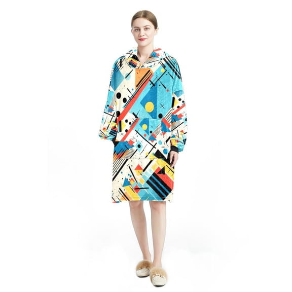 Geometric cubes Warm and Cozy Microfiber Polyester Wearable Blanket for Relaxing Nights at Home - Snuggle Up in Style with this Comfy Sleeved Blanket