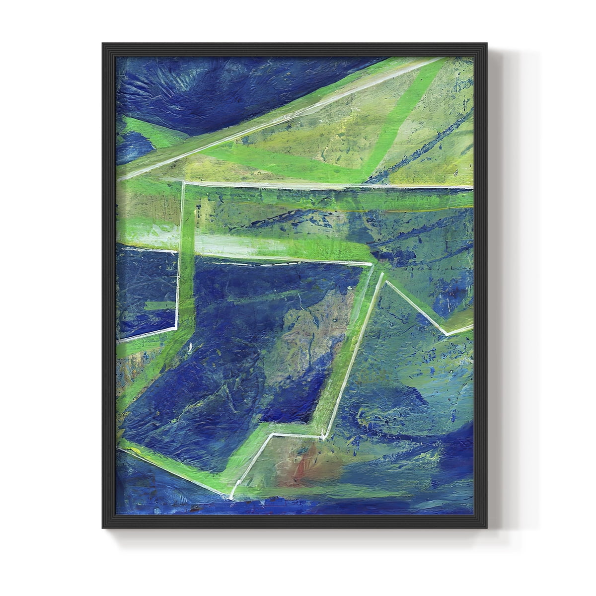 Geometric in Cool I Framed Print in Black Solid Wood Framed Print No Nail Hanging