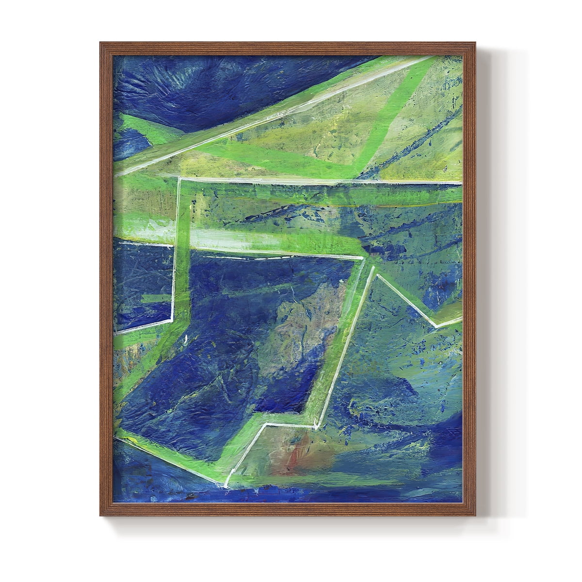 Geometric in Cool I Framed Print in Brown Solid Wood Framed Print No Nail Hanging