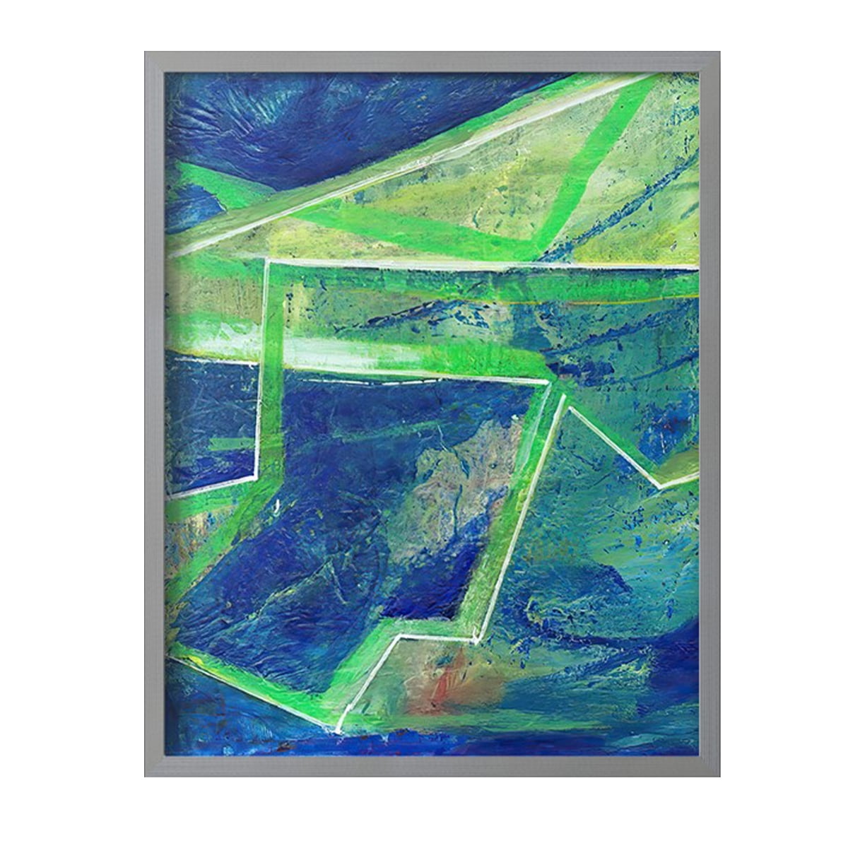 Geometric in Cool I Framed Print in Gray Solid Wood Framed Print No Nail Hanging