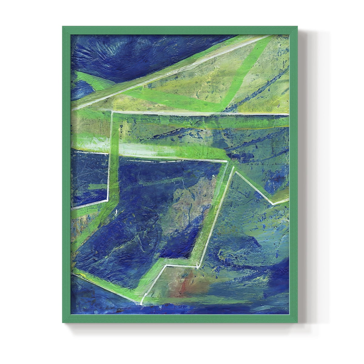 Geometric in Cool I Framed Print in Green Solid Wood Framed Print No Nail Hanging
