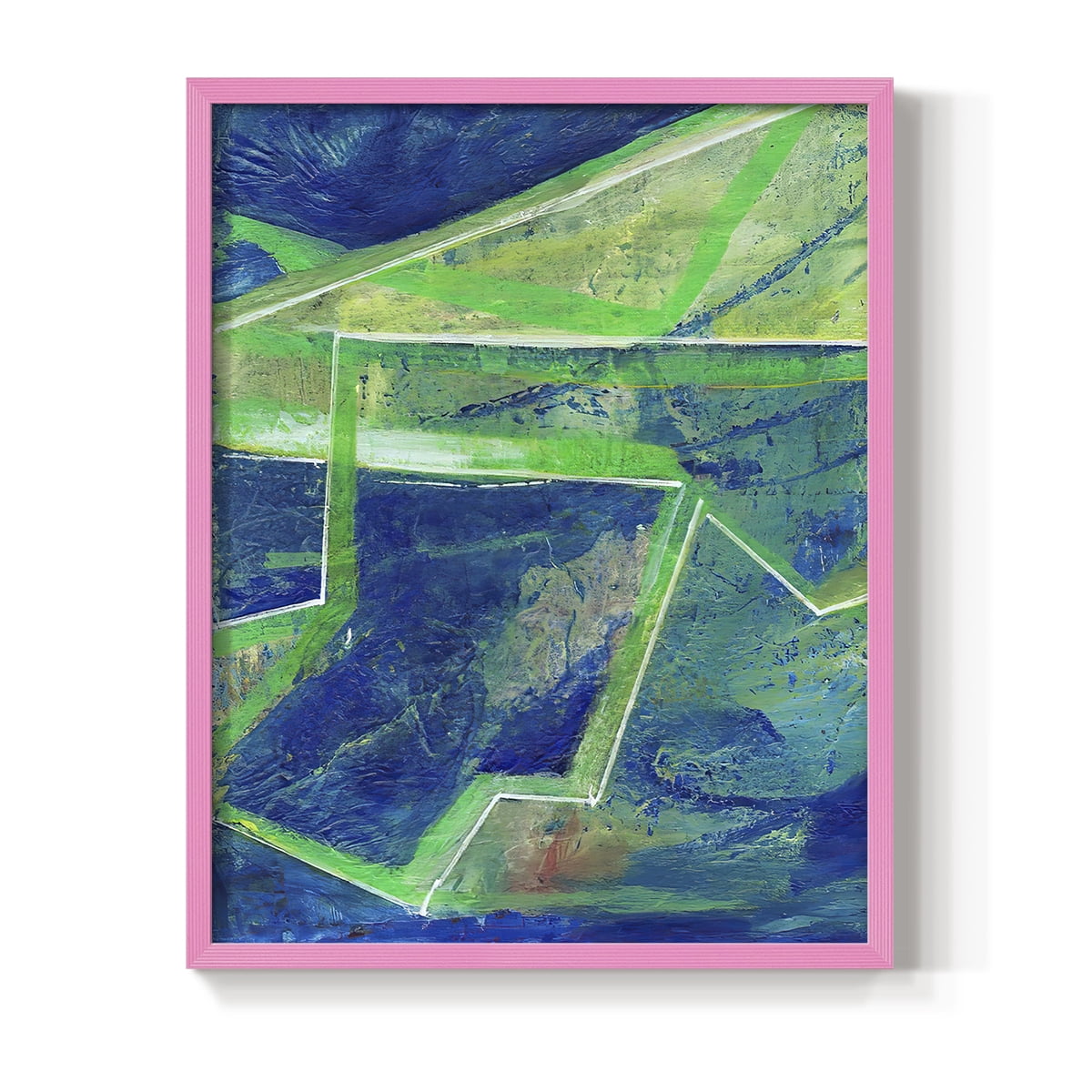 Geometric in Cool I Framed Print in Pink Solid Wood Framed Print No Nail Hanging