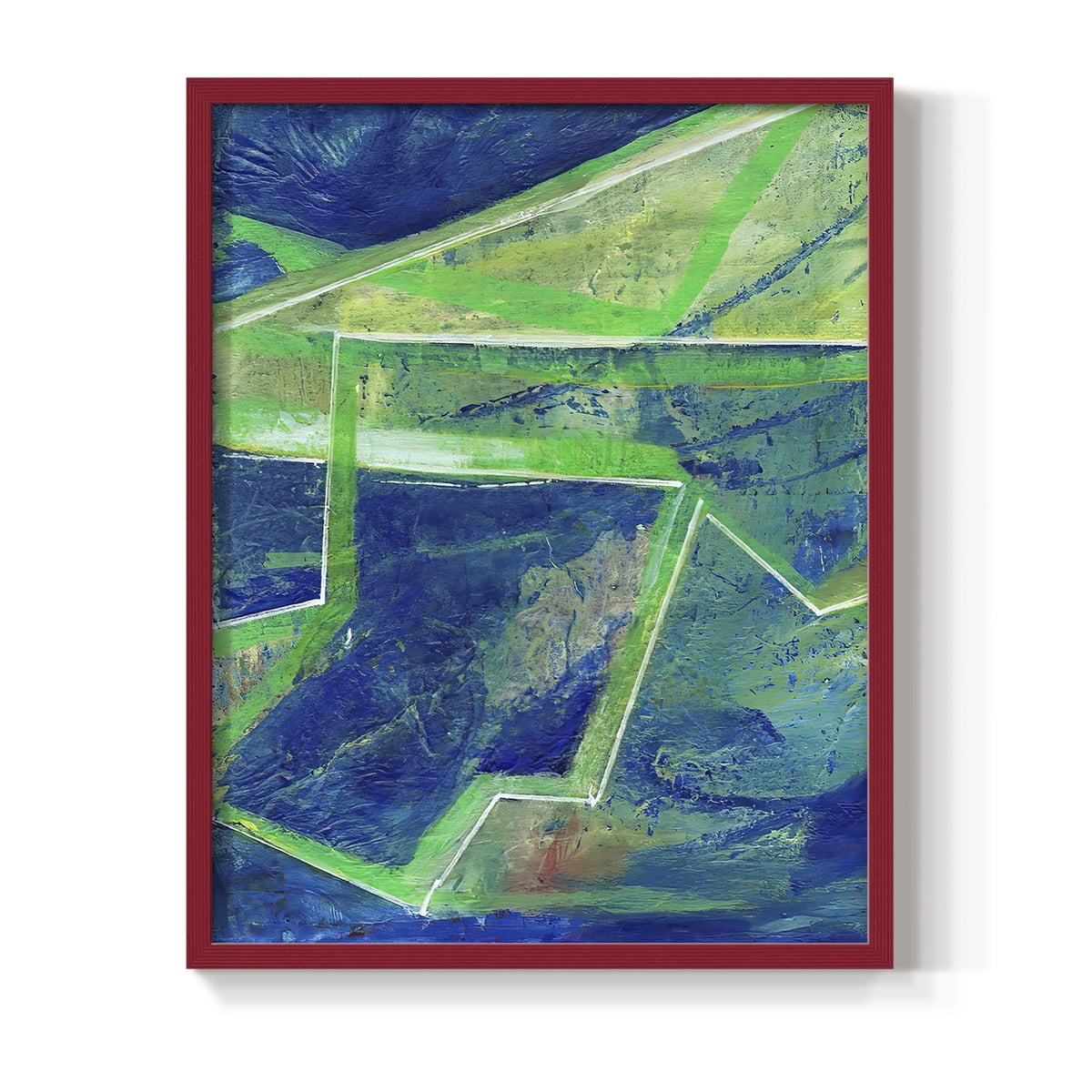 Geometric in Cool I Framed Print in Red Solid Wood Framed Print No Nail Hanging