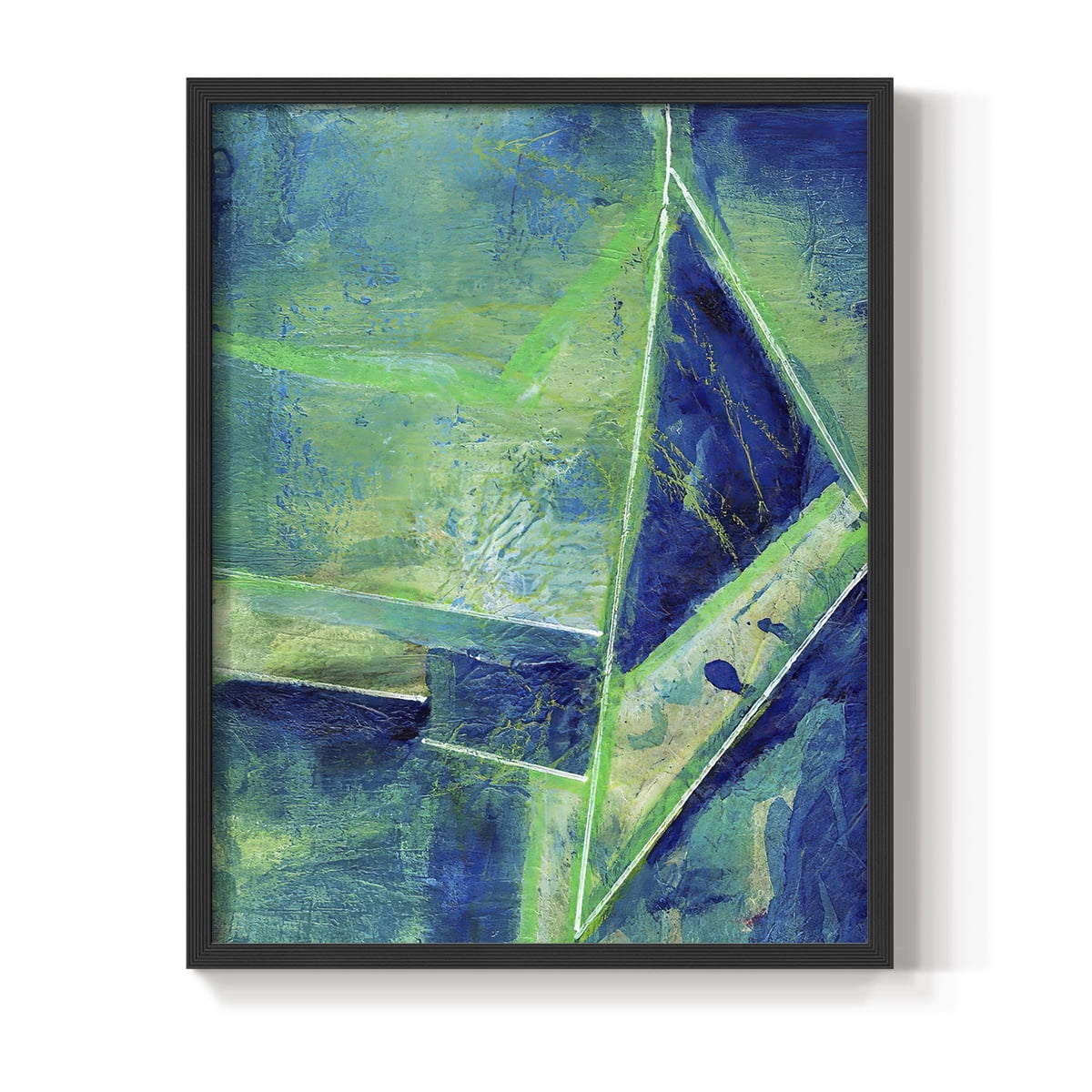Geometric in Cool II Framed Print in Black Solid Wood Framed Print No Nail Hanging