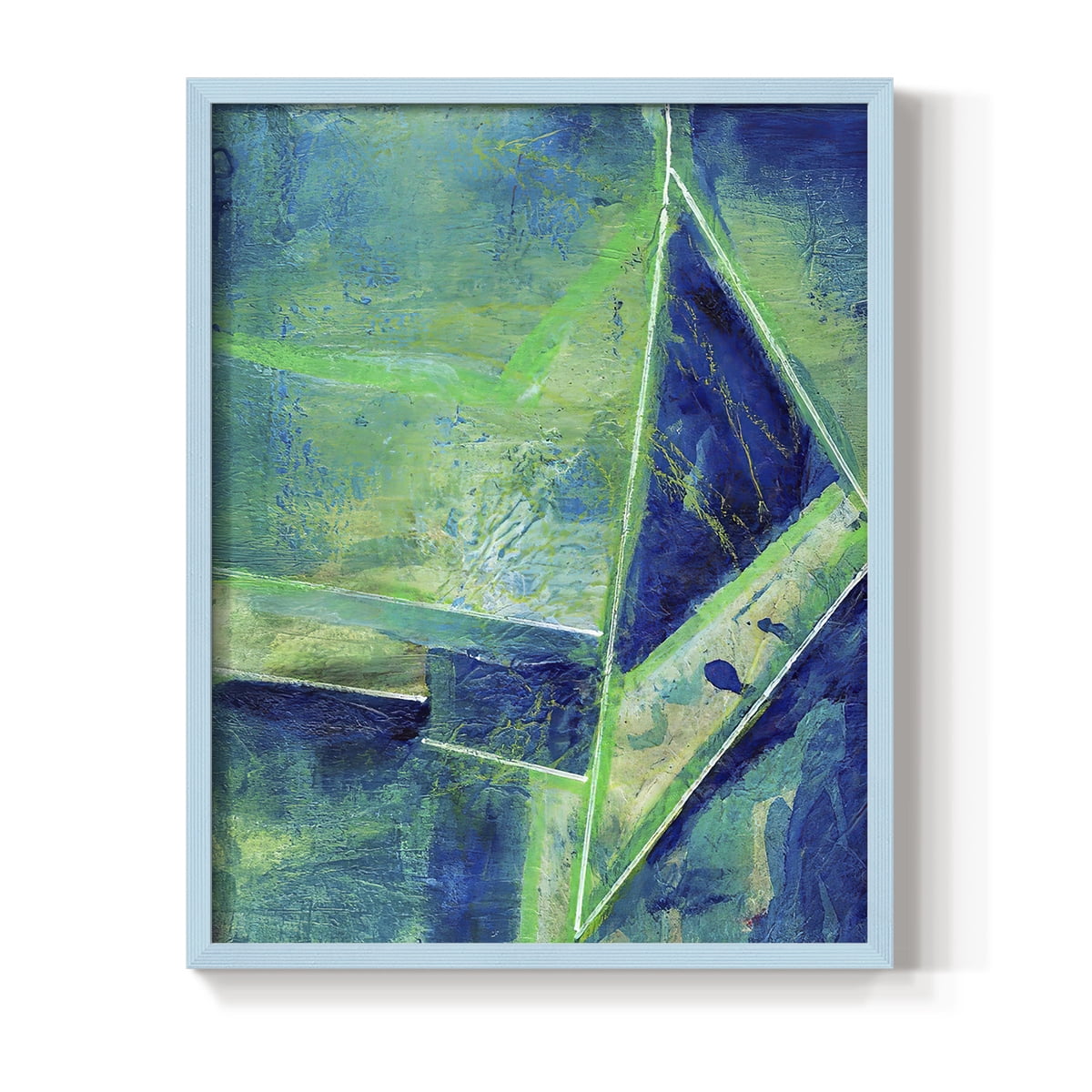 Geometric in Cool II Framed Print in Blue Solid Wood Framed Print No Nail Hanging