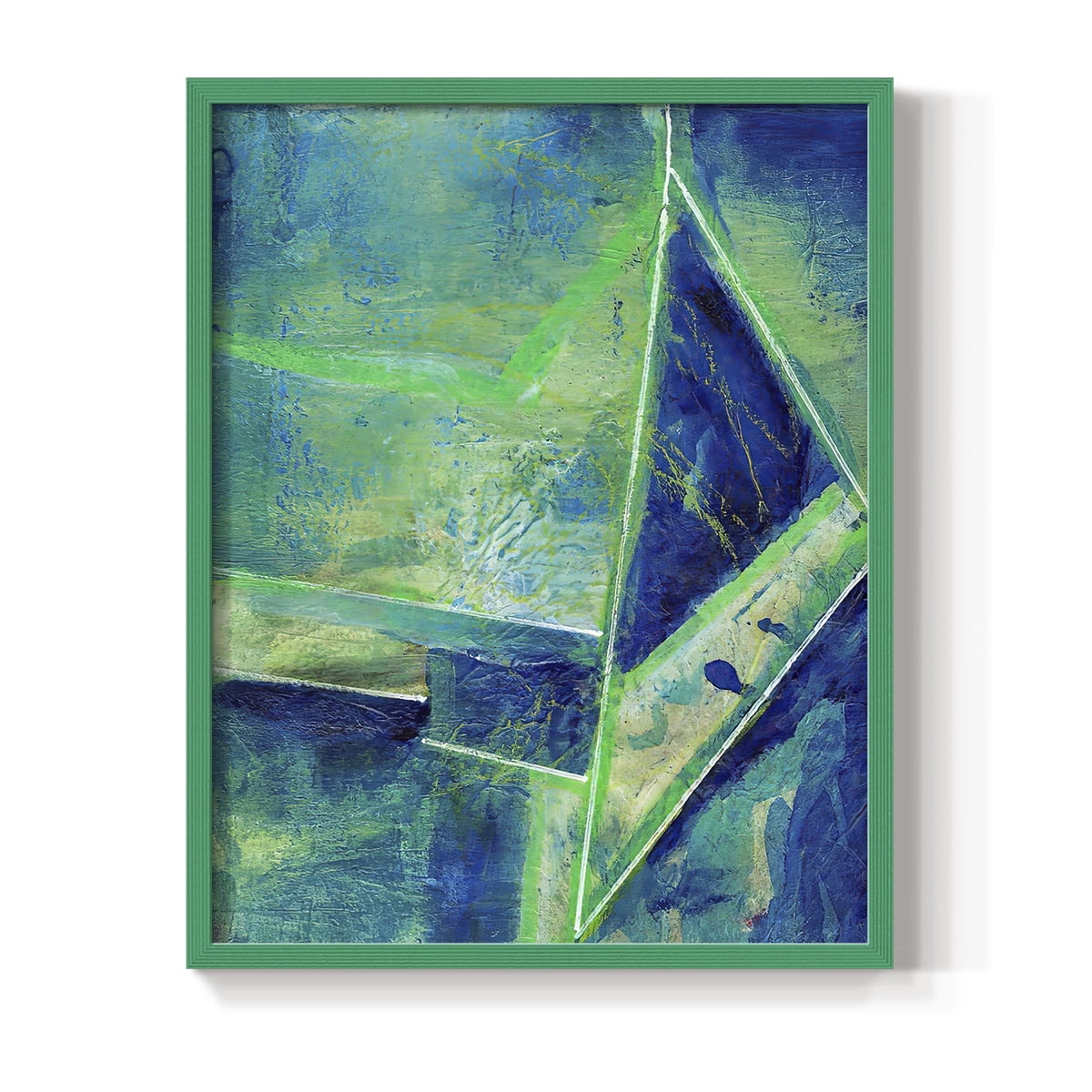 Geometric in Cool II Framed Print in Green Solid Wood Framed Print No Nail Hanging