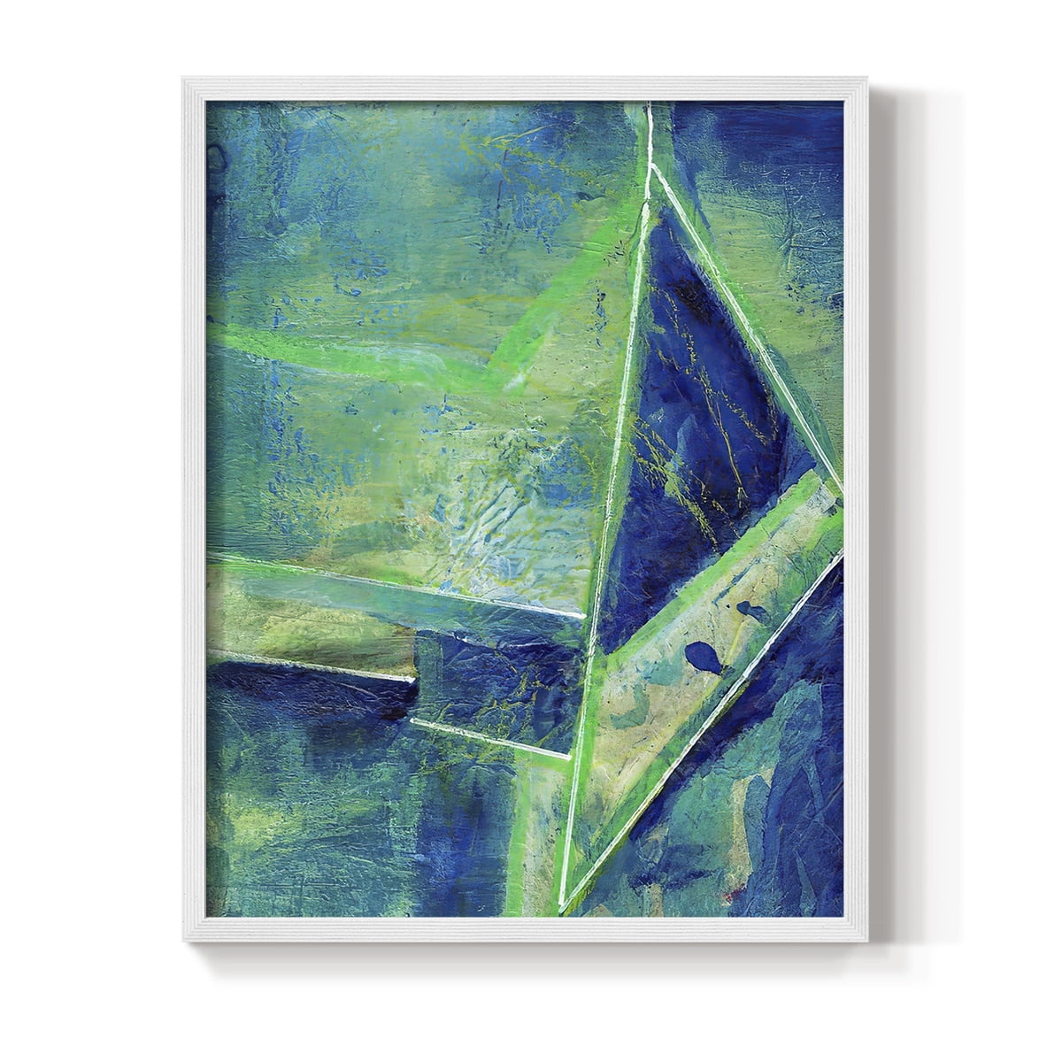 Geometric in Cool II Framed Print in White Solid Wood Framed Print No Nail Hanging