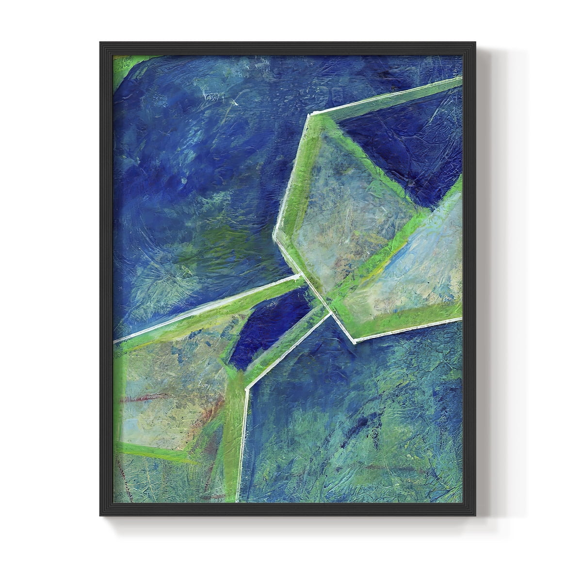 Geometric in Cool III Framed Print in Black Solid Wood Framed Print No Nail Hanging