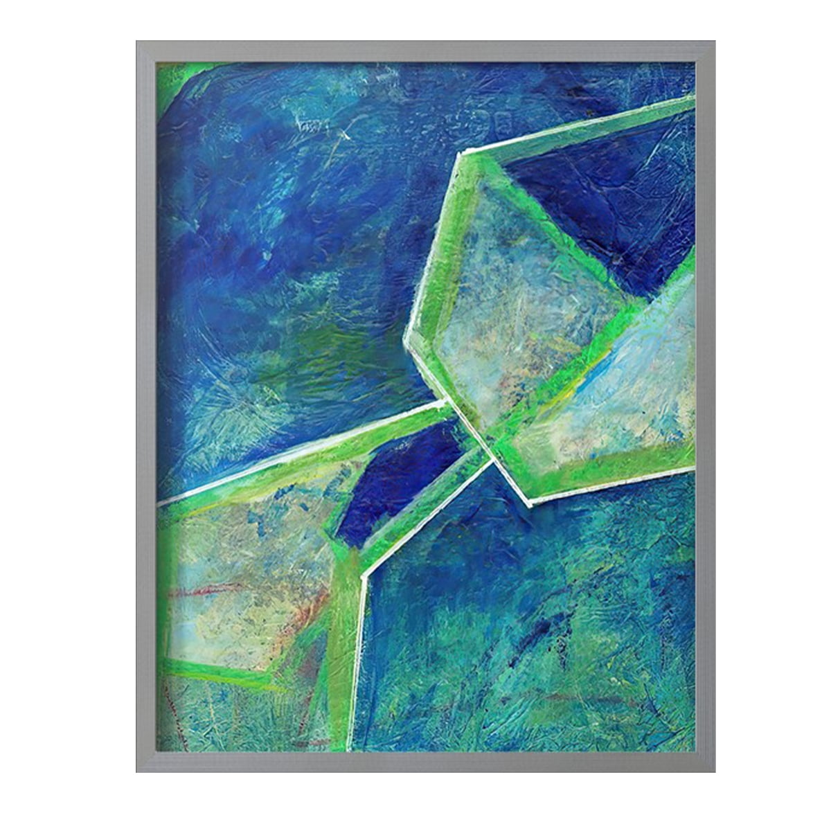 Geometric in Cool III Framed Print in Gray Solid Wood Framed Print No Nail Hanging