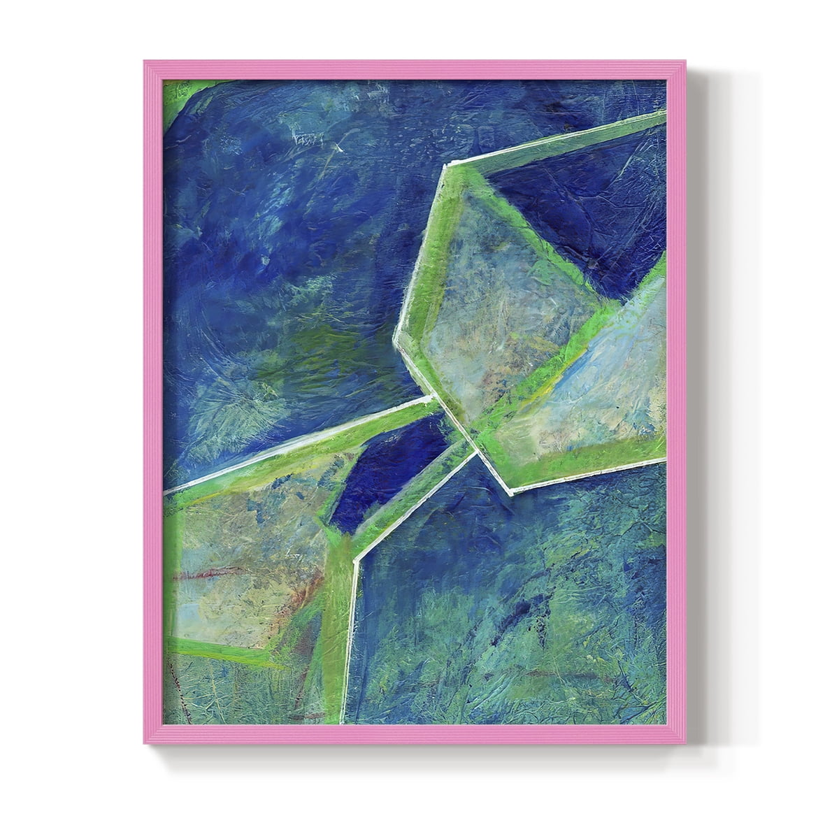 Geometric in Cool III Framed Print in Pink Solid Wood Framed Print No Nail Hanging