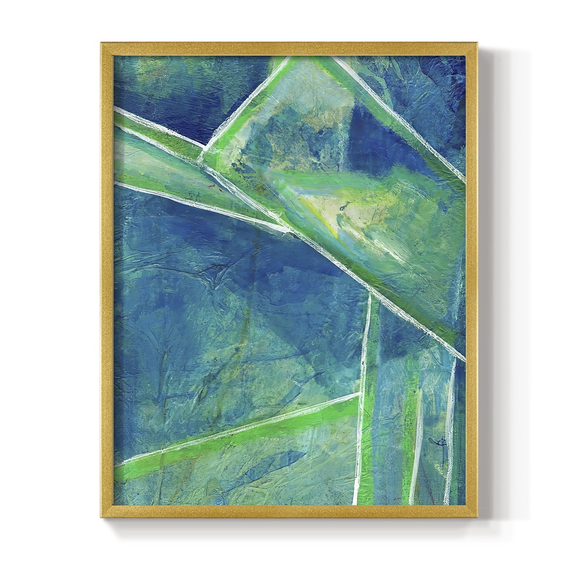 Geometric in Cool IV Framed Print in Gold Solid Wood Framed Print No Nail Hanging