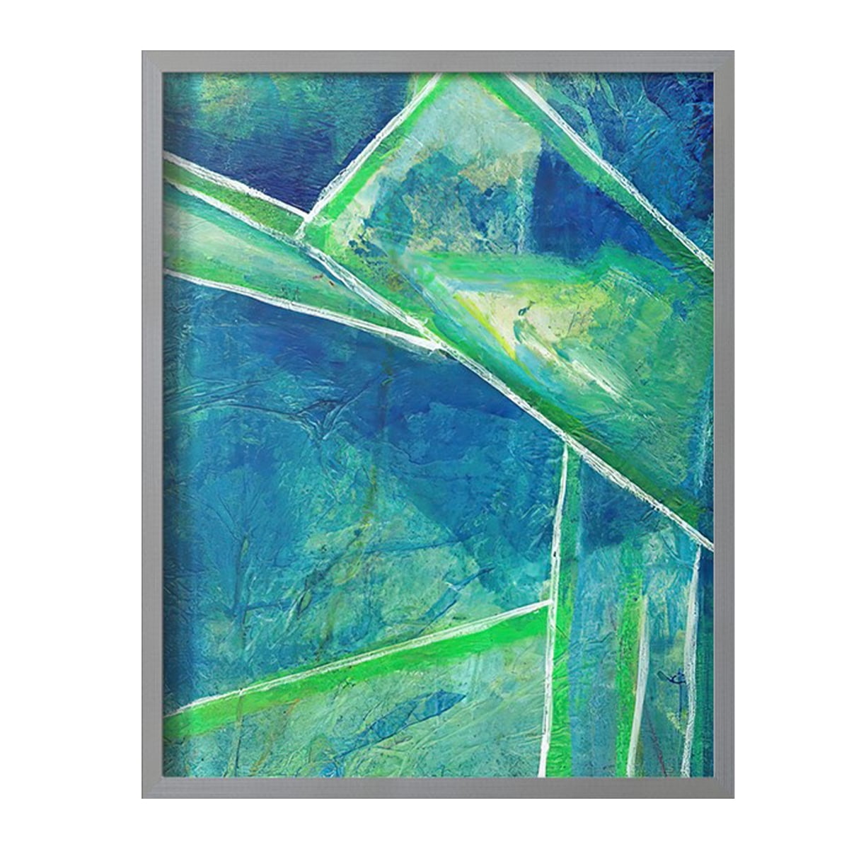 Geometric in Cool IV Framed Print in Gray Solid Wood Framed Print No Nail Hanging