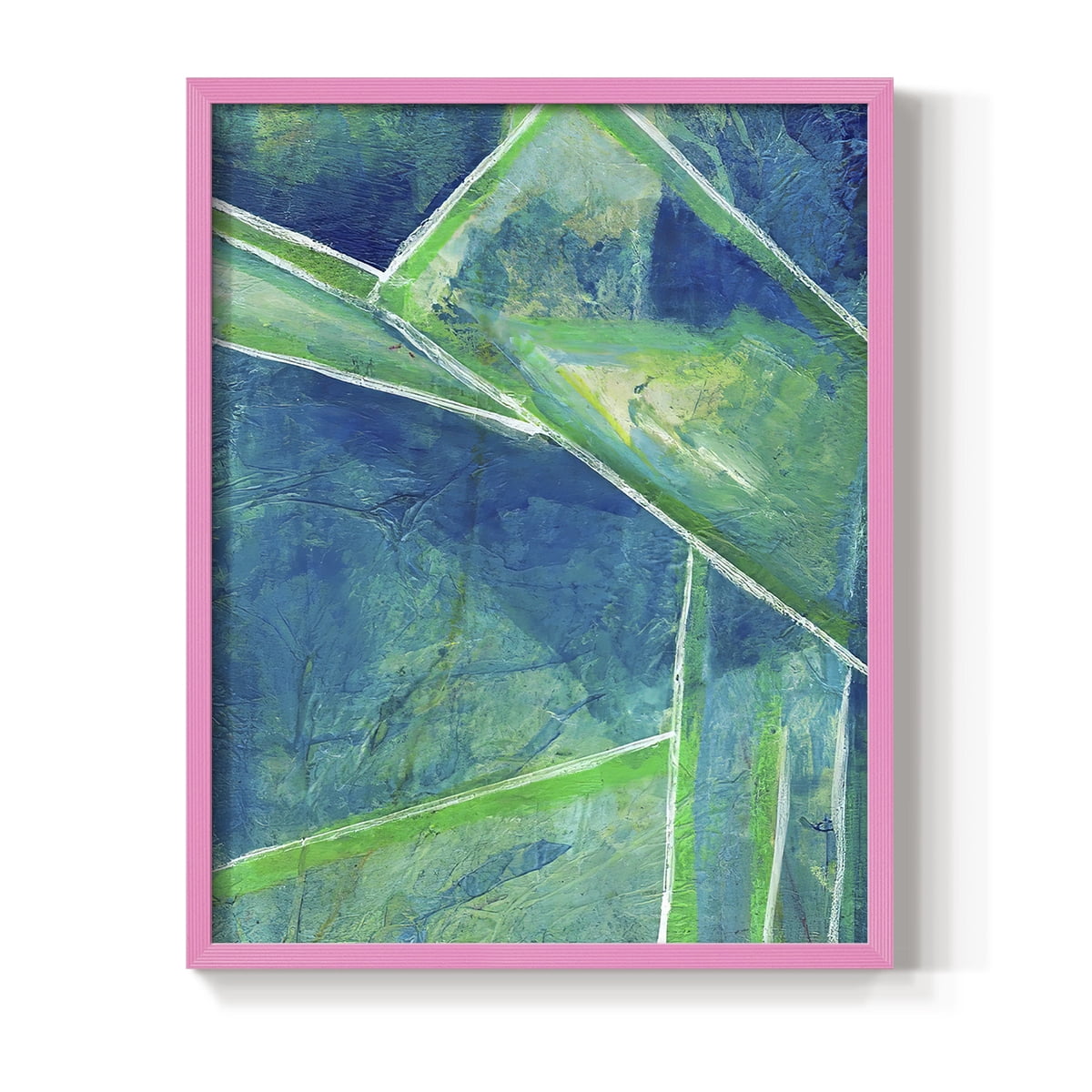 Geometric in Cool IV Framed Print in Pink Solid Wood Framed Print No Nail Hanging