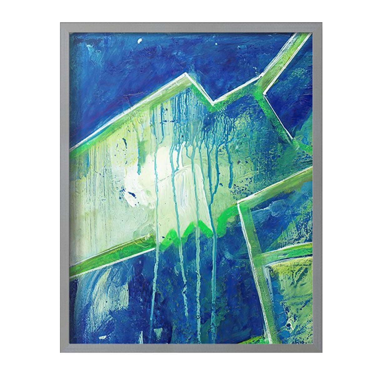 Geometric in Cool V Framed Print in Gray Solid Wood Framed Print No Nail Hanging
