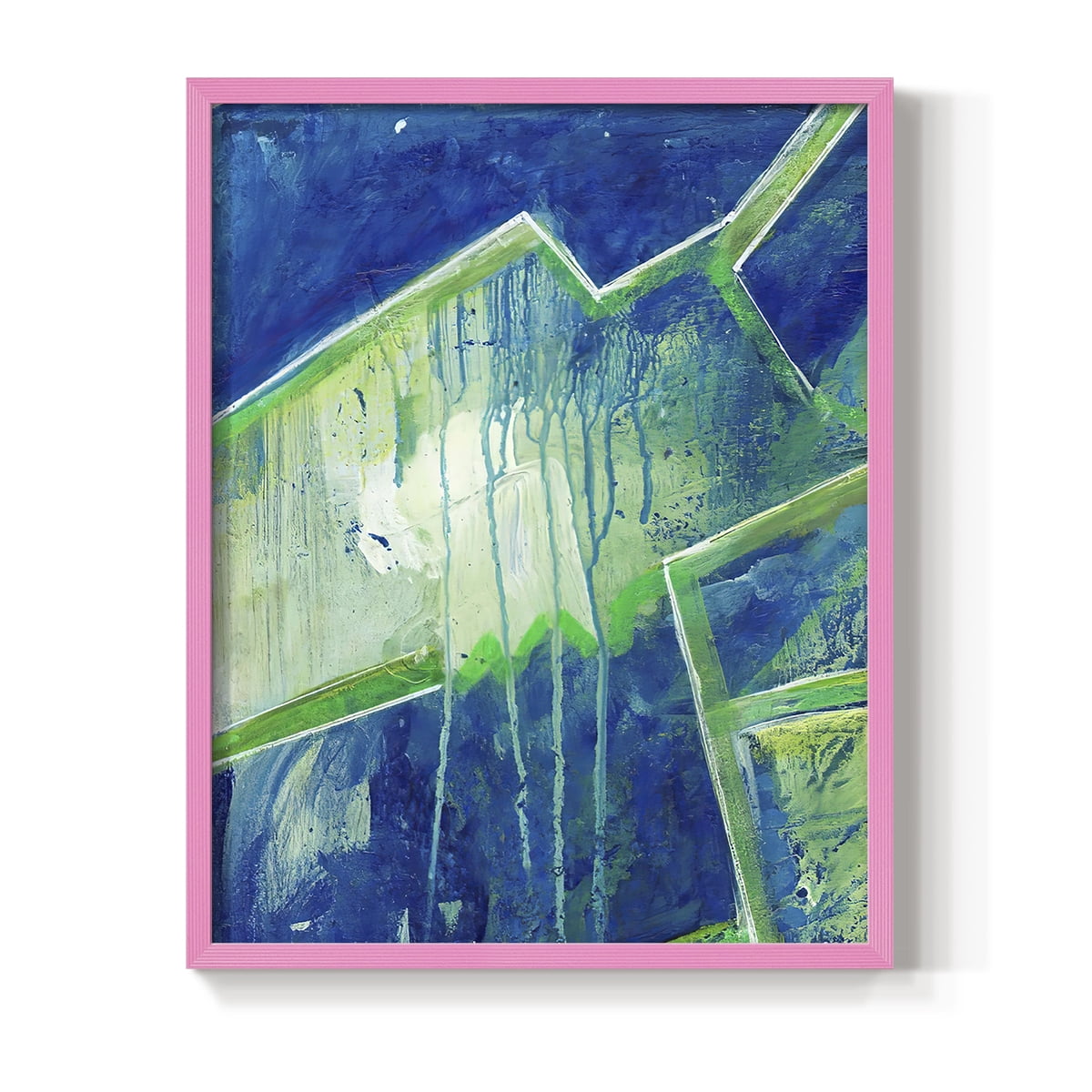 Geometric in Cool V Framed Print in Pink Solid Wood Framed Print No Nail Hanging