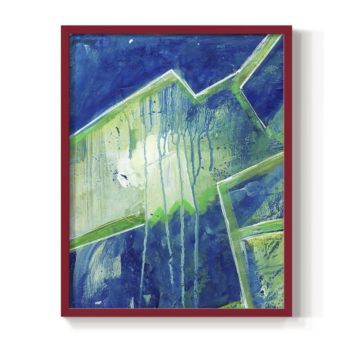 Geometric in Cool V Framed Print in Red Solid Wood Framed Print No Nail Hanging