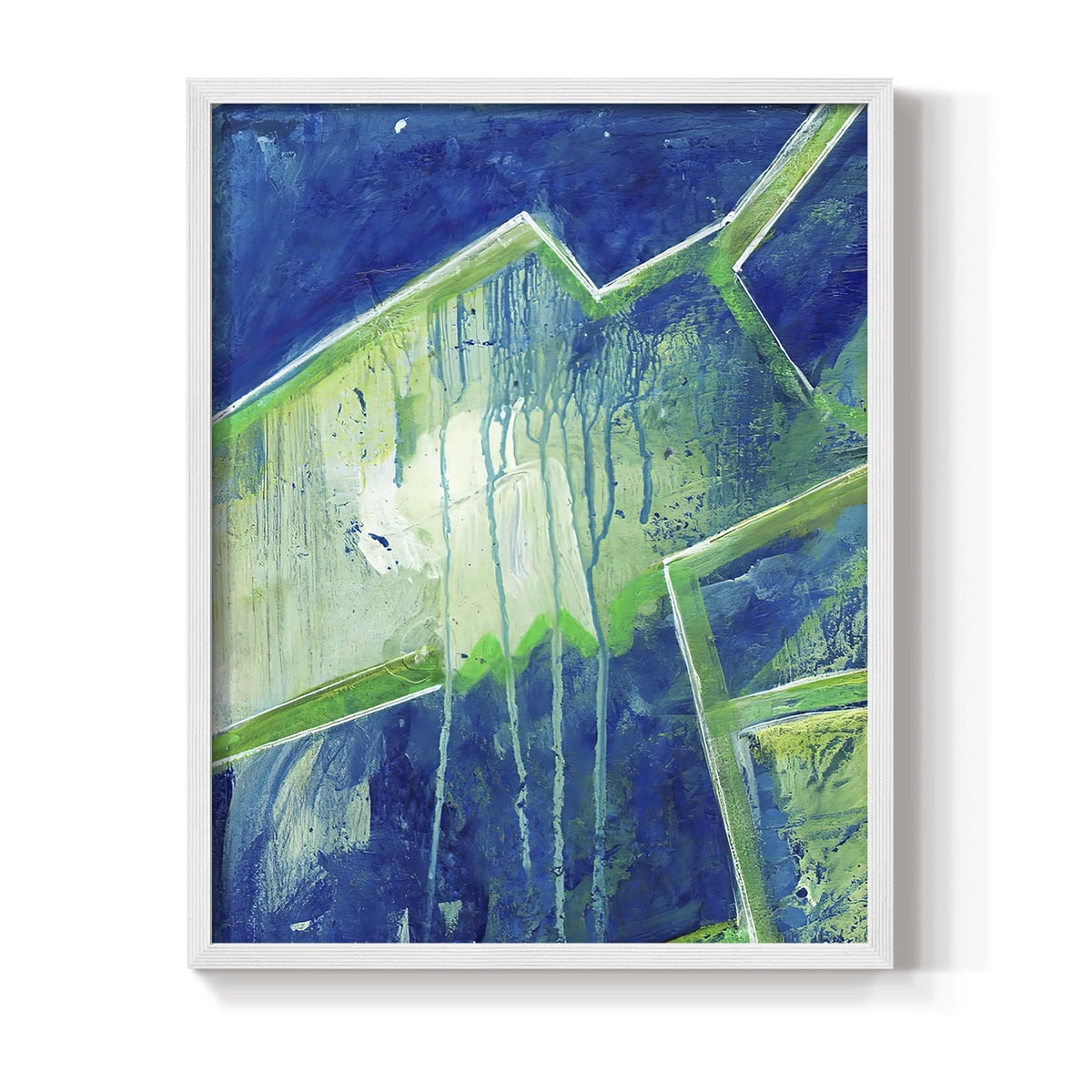 Geometric in Cool V Framed Print in White Solid Wood Framed Print No Nail Hanging