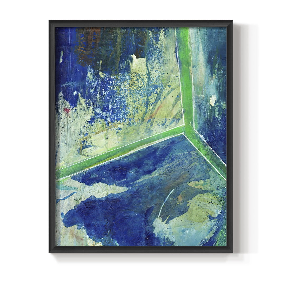 Geometric in Cool VI Framed Print in Black Solid Wood Framed Print No Nail Hanging