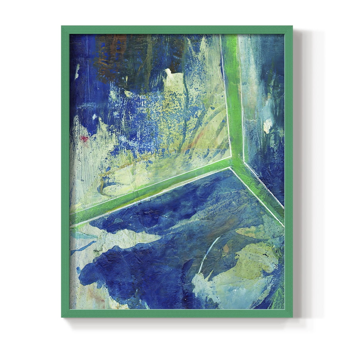 Geometric in Cool VI Framed Print in Green Solid Wood Framed Print No Nail Hanging