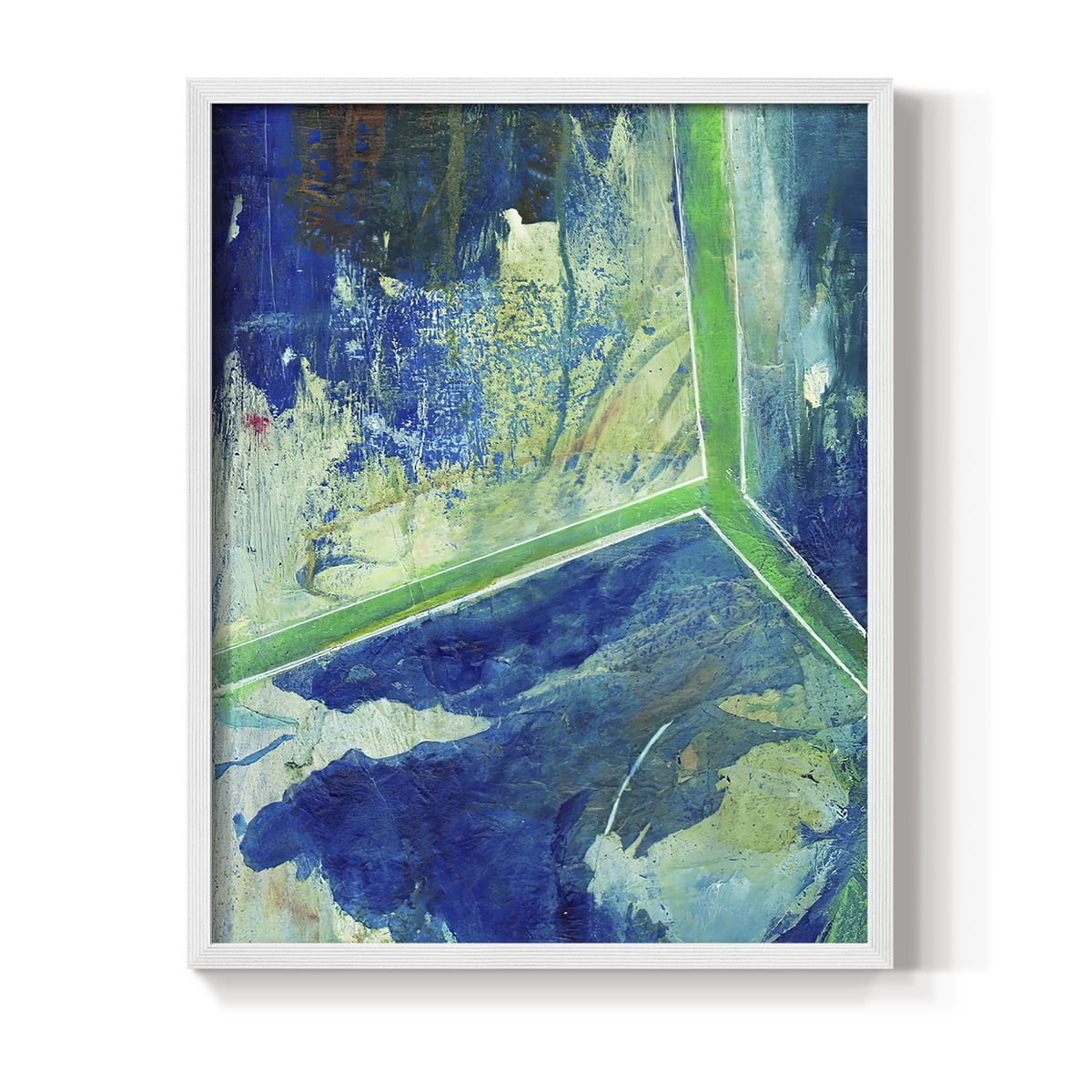 Geometric in Cool VI Framed Print in White Solid Wood Framed Print No Nail Hanging