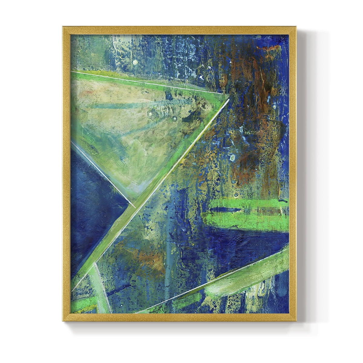 Geometric in Cool VII Framed Print in Gold Solid Wood Framed Print No Nail Hanging