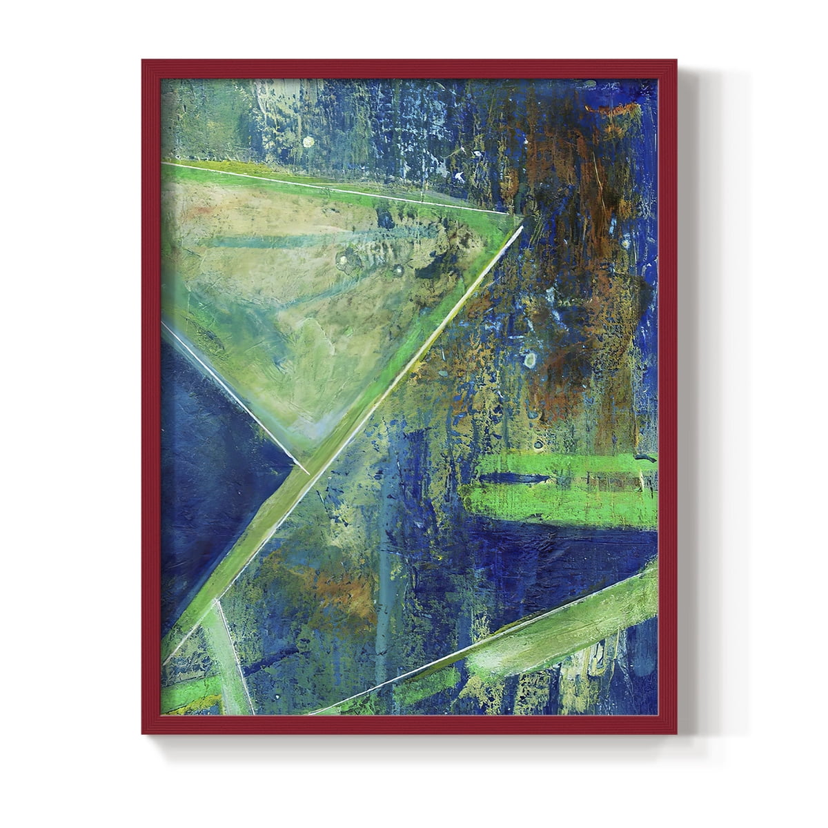 Geometric in Cool VII Framed Print in Red Solid Wood Framed Print No Nail Hanging